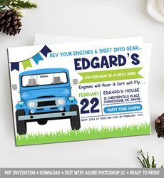 jeep birthday invitation truck birthday invitation boy birthday monster truck birthday invite dirt invite digital file