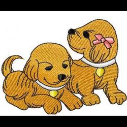 two puppies machine embroidery design, embroidery design, embroidered shirt, animal embroidery, digital download.