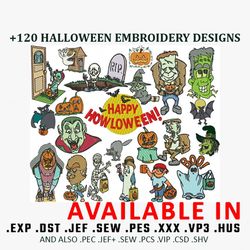 120 halloween part 1 embroidery design, halloween design, halloween embroidery, embroidered shirt, digital download