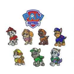 8 paw patrol embroidery design, dogs design, dogs embroidery, embroidered shirt, digital download.