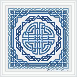 cross stitch pattern panel celtic knot geometric ornament sampler monochrome abstract pillow napkin counted crossstitch