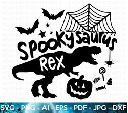 halloween dinosaur svg, spooky saurus rex svg, t-rex with pumpkin, halloween svg, halloween shirt svg, halloween costume