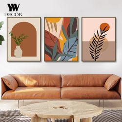 abstract line leaf flower boho plant modern style poster canvas painting wall art prints for home decor cuadros gifts