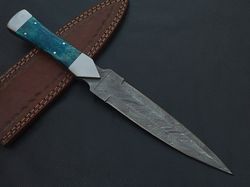 custom hand made damascus steel dagger knife camel bone handle w/sheath