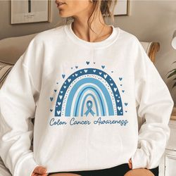 colon cancer sweatshirt, colon cancer ribbon,  colon cancer gifts, cancer awareness shirt, blue awar