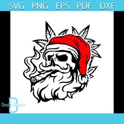 santa skull smoking weed svg, cannabis svg, marijuana svg png dxf eps