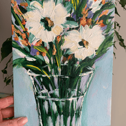 bouquet of flowers in a vase, white flowers painting