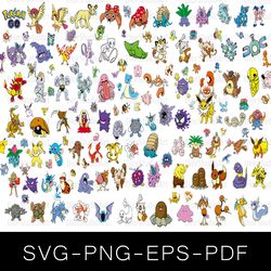 pokemon svg bundle, pokemon cut file, pokemon clipart, pikachu svg, pokemon big bundle