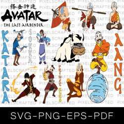 avatar the last airbender svg bundle, avatar cut file, avatar clipart, avatar silhouette, avatar logo svg