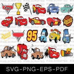 disney cars svg bundle, cars cut file, cars clipart, lightning mcqueen svg, lightning mcqueen cutfile, clipart