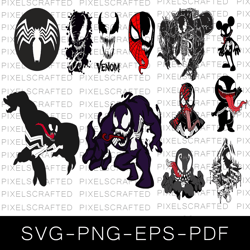 venom svg bundle, venom cut file, venom clipart, villain svg, marvel cut file