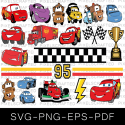 disney cars svg bundle, cars cut file, cars clipart, lightning mcqueen svg, lightning mcqueen cutfile, clipart