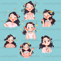 happy girl pack / png stickers / goodnotes png stickers / png printble / clipart