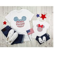 Mickey Minnie Ears American Flag 4th Of July Shirt, 4th of July Disney Vacation, Patriotic Disney Mickey Shirt, Disneyla