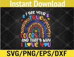 autism awareness i see your true colors puzzle piece svg, eps, png, dxf, digital download