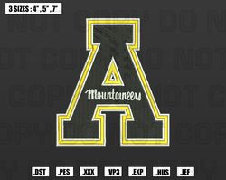 appalachian state mountaineers mountaine embroidery designs, ncaa logo embroidery files, machine embroidery pattern