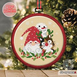 cross stitch pattern so-op2128a 'santa is coming' christmas  pdf santa soda stitch rudolph snowflake tree hoop ornament