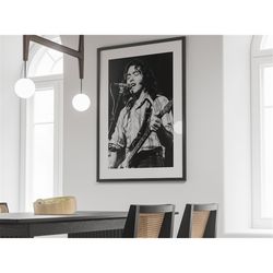 rory gallagher poster, black and white photography print, vintage wall art, concert poster, music classroom decor, bedro