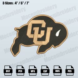 colorado buffaloes embroidery designs, ncaa logo embroidery files, machine embroidery pattern