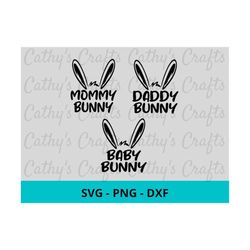 mommy daddy baby bunny svg dxf png. mommy bunny svg. daddy bunny svg. baby bunny svg. easter svg. easter bunny ears svg