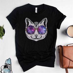 cat galaxy sunglasses shirt  funny pet owner animal rescue gift tshirt