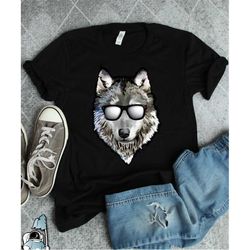 wolf with sunglasses, wolf shirt, wolf gifts, wolf art, love wolves, wolf lover, wolf animal shirt, cool wolf, animal lo