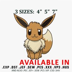 pokemon eevee embroidery design, pokemon embroidery design, embroidery shirt, anime shirt, instant download.