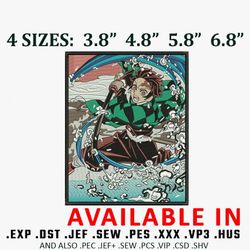 tanjiro water breathing embroidery design, kimetsu embroidery design, embroidery shirt, anime shirt, instant download.