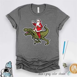 santa t-rex shirt, christmas dinosaur, santa riding t-rex, funny christmas shirt, christmas t-rex, christmas party shirt
