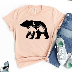 nature bear shirt, camping shirts, bear print, animal shirts, animal clothing, hiking shirt, camping art, tribal bear ar