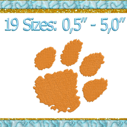 tiger paw print machine embroidery design