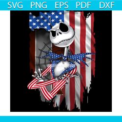 jack skellington american flag version svg, 4th of july svg, independence day svg