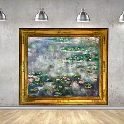 waterlillies pond,foggy landscape monet inspired on large canvas