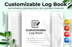 customizable log book kdp interior