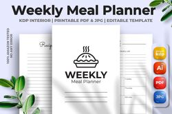 weekly meal planner kdp interior