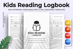 kids reading logbook kdp interior