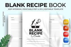 blank recipe book kdp interior