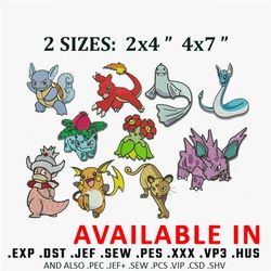 popular pokemon embroidery design, pokemon embroidery design, embroidery shirt, anime shirt, instant download.