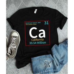 california chemistry shirt  state periodic table of elements science gift tshirt