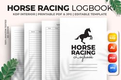 horse racing logbook kdp interior