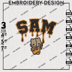 kitty sam drop name halloween embroidery files, horror movie, halloween embroidery files, machine embroidery pattern