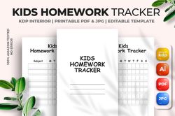 kids homework tracker kdp interior