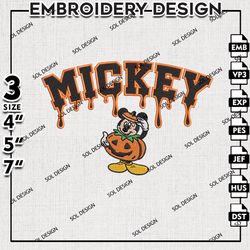 mickey pumpkin drop name embroidery designs, disney halloween embroidery, machine embroidery pattern, digital download