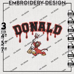 devil donald duck drop name embroidery designs, disney halloween, halloween embroidery, machine embroidery files