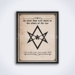 aleister crowley thelema magick seal and law occult printable art print poster digital download