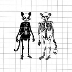 halloween skeleton cat svg, cat halloween svg, skeleton black cat svg, couple halloween svg, skeleton halloween svg, wom