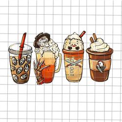 horror fall coffee pumpkin spice latte iced autumn halloween png, funny quote halloween png, coffee pumpkin png, autumn