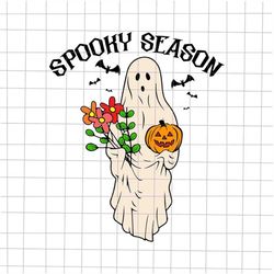 spooky season svg, floral ghost cute halloween svg, flower ghost svg, cute ghost svg, halloween floral ghost svg
