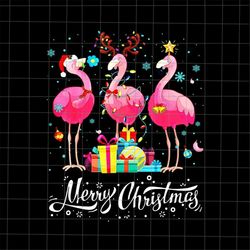 flamingo lights santa hat christmas png, flamingo xmas png, flamingo christmas png