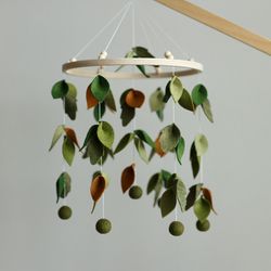 woodland baby mobile, crib baby mobile felt, forest mobile for nursery